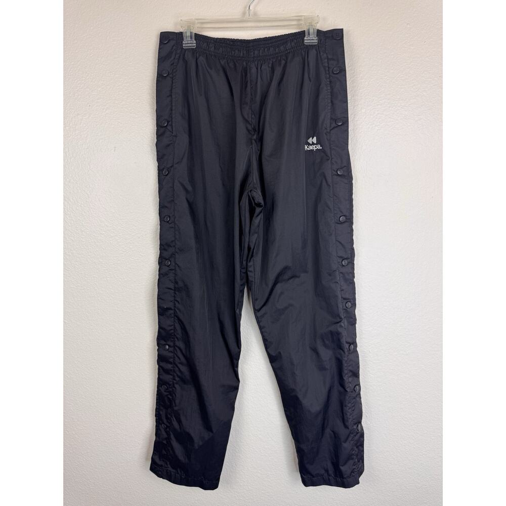 Vintage Y2K Kaepa Side Snap Breakaway Nylon Windbreaker Track Pants Black Medium